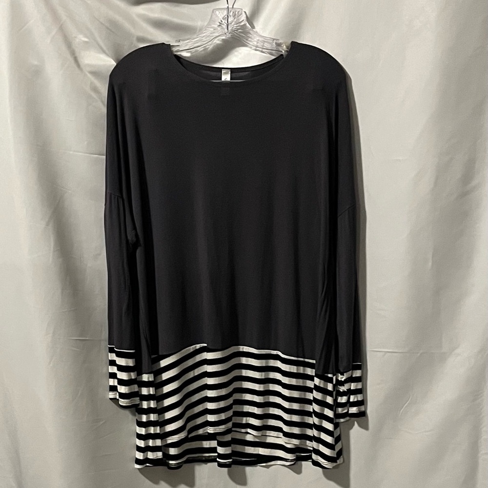 Gray Top with Black and White Bottom Accent